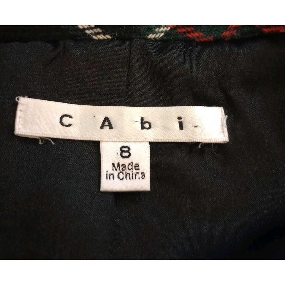 Cabi Manhattan Tartan Plaid Double Breasted Wool Blend‎ Peacoat Preppy Size 8 - Picture 3 of 5